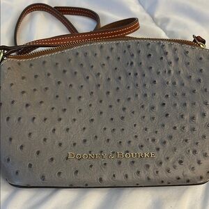 Dooney & Bourke Gray Ostrich-Embossed Crossbody Bag